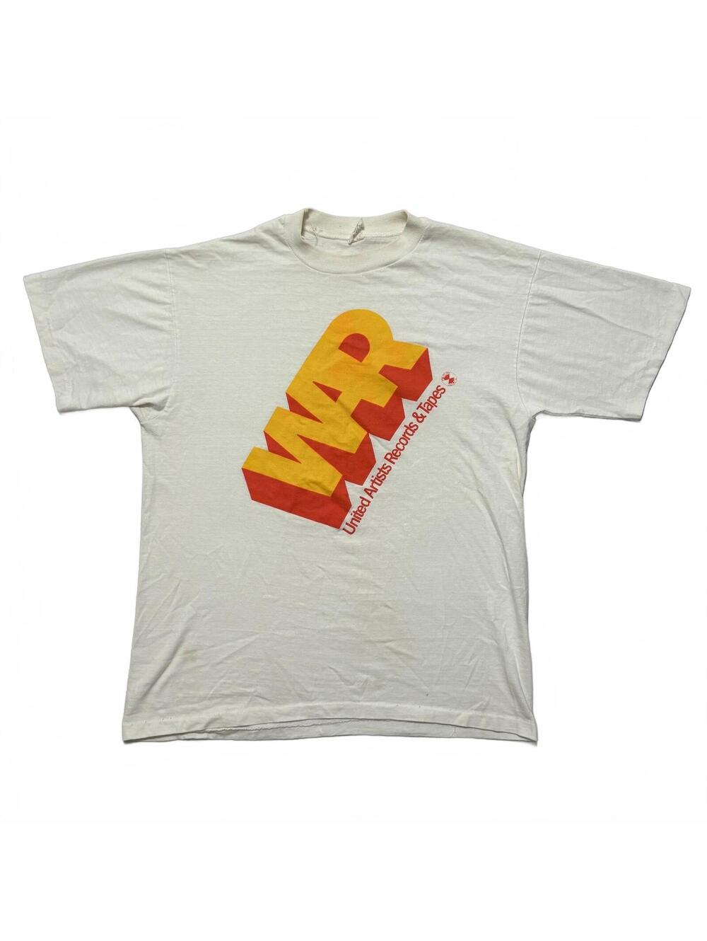 VTG 70's WAR United Artists Records & Tapes Band Music T-Shirt L White